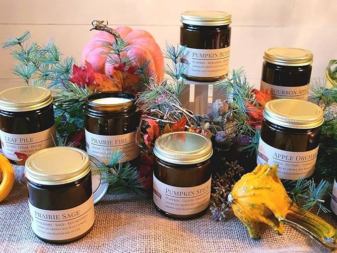 Scented Soy Wax Candle (8.0 oz) 50-60 Hour Burn Time, Cotton Wick, Amber Glass Jar, Grown and Made in USA Oregon Trail