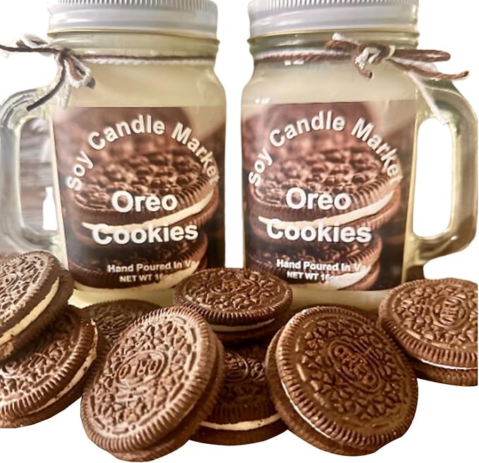 Soy Scented Candles | Handmade & Highly Aromatic Candles Burns Upto 85 Hours in Glass Jar - Perfect for Home Decor, Wedding, Birthday, Dinner (Oreo Cookies, 16 oz)