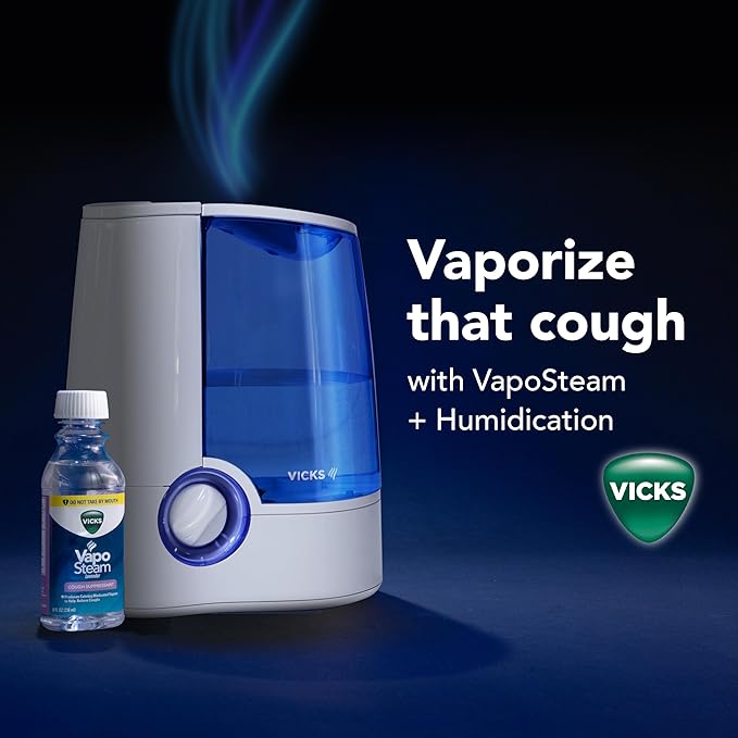 Vicks Warm Mist Humidifier - Air Humidifier for Bedroom, Home & Large Room, Baby, Kids and Adults Soothing Steam Vaporizer for Cough, Congestion, Allergies & Dry Air, VapoSteam Compatible (Pack of 2)