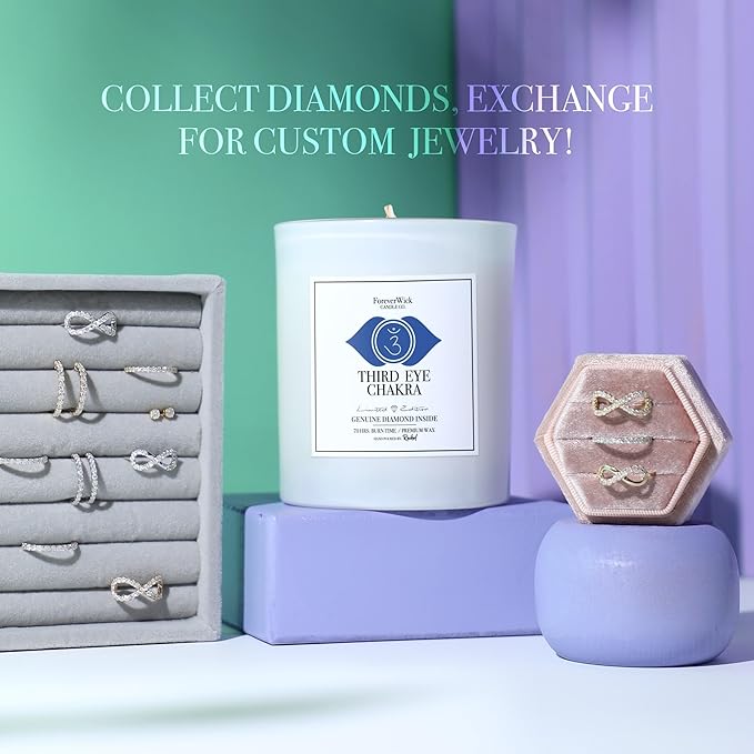 Foreverwick Third Eye Chakra Candle | Aromatherapy Candle | Soy Wax Natural Candles | Lapis Lazuli Crystals Candle | Jasmine Aroma Therapy Scented Candle | Zinc Free Wick Candle | 14 oz Organic Candle