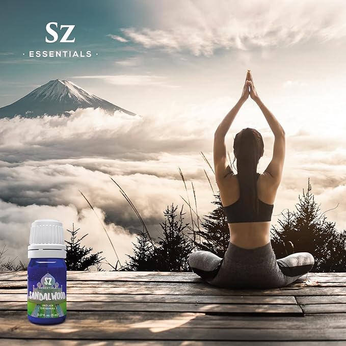 Sandalwood Essential Oil, 100% Pure, Natural Oil - (Santalum Album) Indian Sandalwood - Deep, Woody, Balsamic Scent with Delicious Aroma - Therapeutic Grade & Vegan - 0.22oz (6.5ml)
