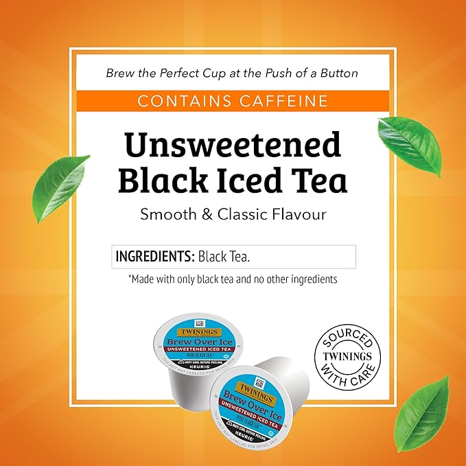 Twinings Brew Over Ice Unsweetened Black Iced Tea 72 K-Cup Pods for Keurig, 12 Count (Pack of 6), Caffeinated