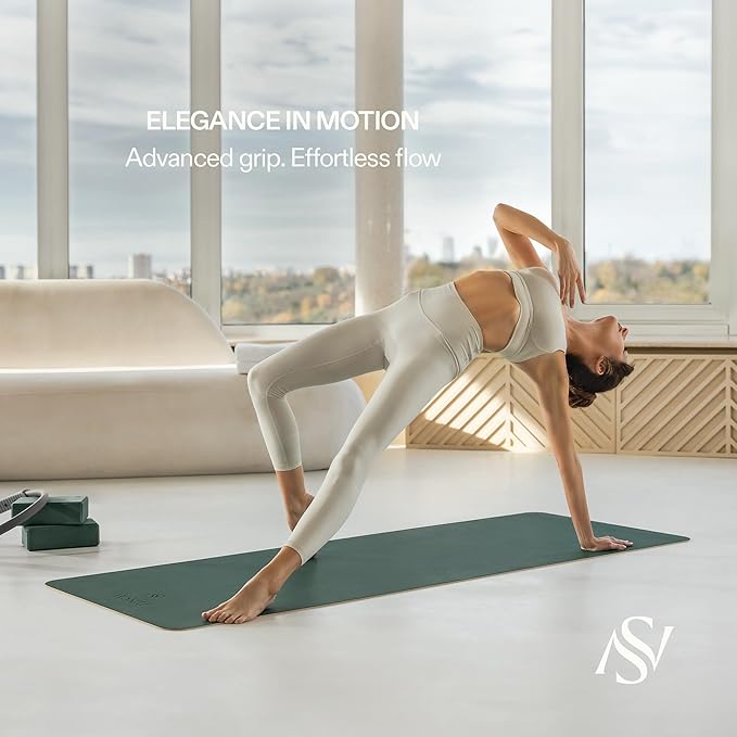 Vesstra Premium Yoga Mat – 4mm I Sweat-Activated Non-Slip PU Grip I Natural Rubber Base for Yoga, Pilates and Fitness