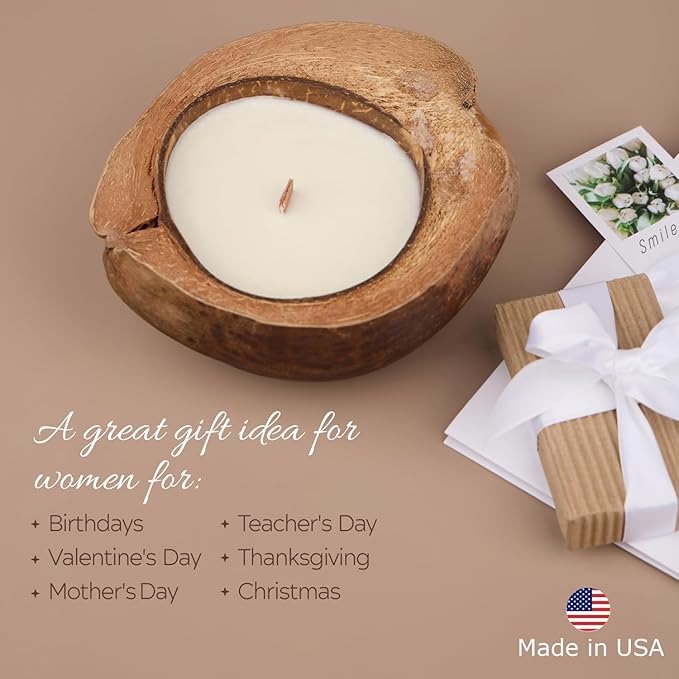 – Set of Non-Toxic Scented Candles Clearance | Coconut Candle with Wooden Wick | Candles for Home Scented & Candle Décor (Coffee on The Shores of Bali)