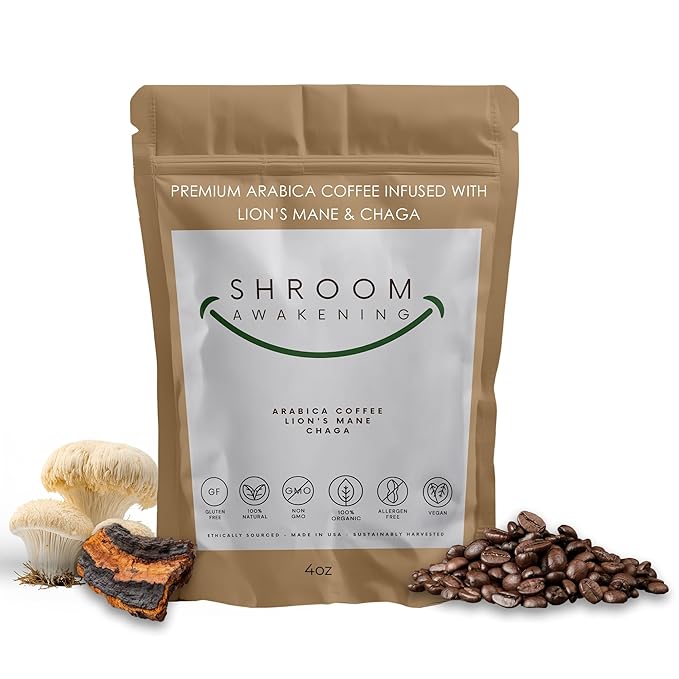 Stop Wasting Mornings Feeling Tired | Mushroom Coffee with Lion’s Mane & Chaga for Long-Lasting Energy, Focus & Wellness | Natural & Jitter-Free | 4oz