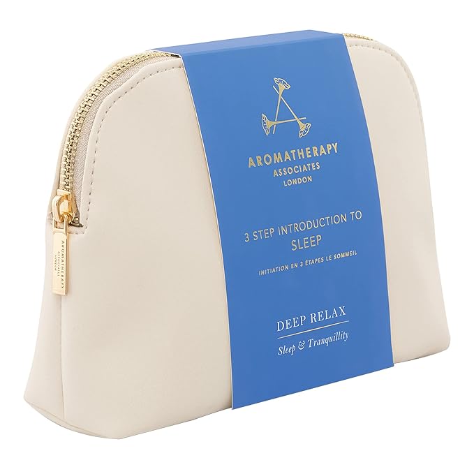 Aromatherapy Associates 3 Step Introduction to Sleep. Luxurious Gift Set Includes Deep Relax Bath and Shower Oil, Sleep Mist and Body Butter in a Vegan Leather Travel Bag (1 count)
