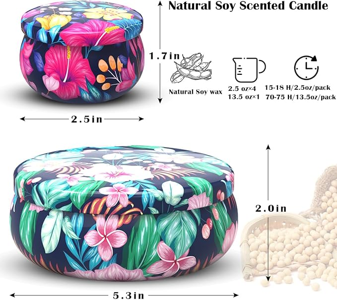 5 Set Highly Scented Candles Gift Set for Home Women, Decorative Natural Soy Wax Aromatherapy Candles for Christmas - 1pc 13.5oz BlackBerry and 4pcs 2.5oz Rose, Lemon, Vanilla and Gardenia Fragrance