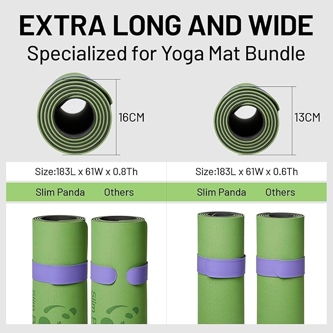 Slim Panda Yoga Mat Strap Slap Band, One Snap Keeps Mats Tightly Rolled, Heavy-Duty Clasp Fits Most Size Mats(24" L X 2" W)