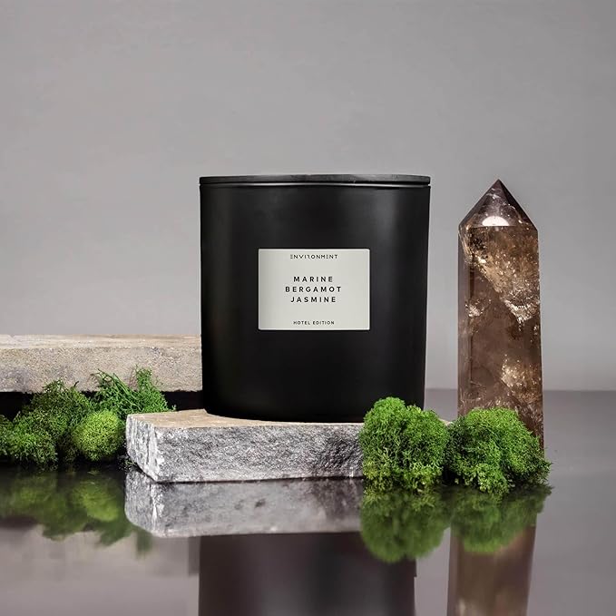 ENVIRONMENT Inspired by 5-Star Resort RC Candle, 55oz Luxury Coconut Apricot Wax Candles for Home (Marine | Bergamot | Jasmine) Home Fragrance Products, 4 Wick Candle, Vegan & Cruelty-Free