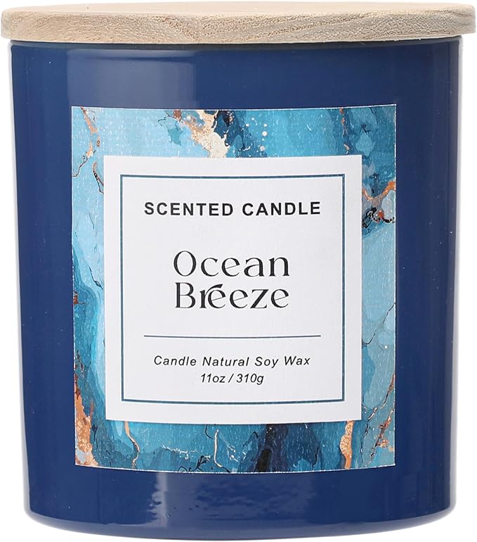 Ocean Breeze Candle,Spring & Summer Scented Candle,Natural Soy Wax Candles for Home Scented,Candle Gift for Women Men,8.5oz