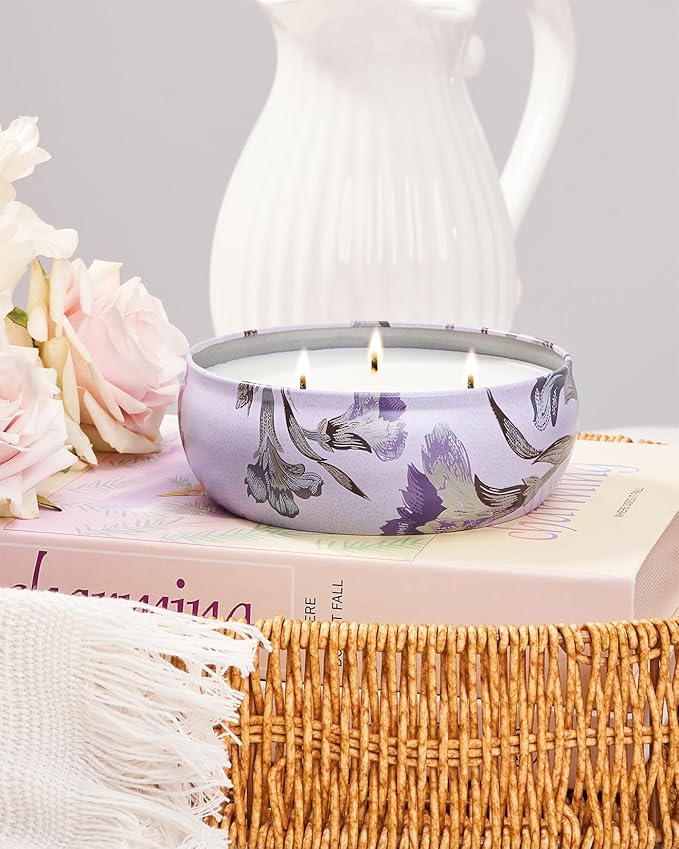 M&SENSE Citrus Berry Scented Candles Large 3 Wick Soy Tin Candle, Over 40 Hour Burning Time, 100% Natural Vegan Wax Relaxing Aromatherapy Aesthetic Candle Gift for Women Men