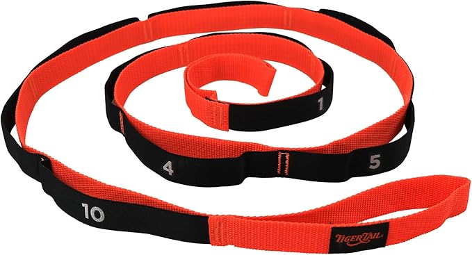 Tiger Tail The Stretchy Tiger 80” - Stretch/Yoga Strap with 10 Numbered Loops for Yoga, Physical Therapy, Pilates, & Exercise, Stretching Strap with Loop
