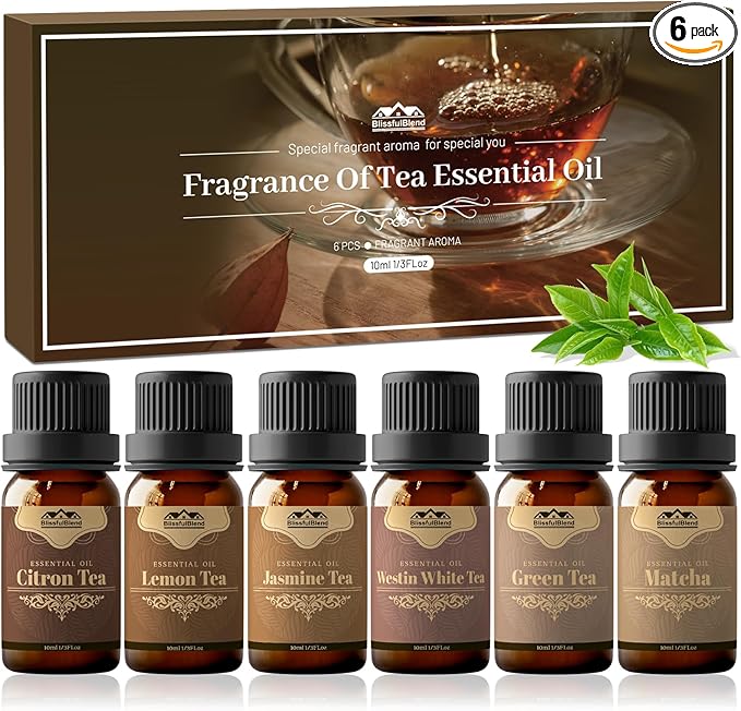 6 Pack 10ML Christmas Tea Essential Oil Diffuser for Home Care and Candle Making Atmosphere Fragrance of Essential Oil Gifts Set for Christmas Birthday Holiday Present