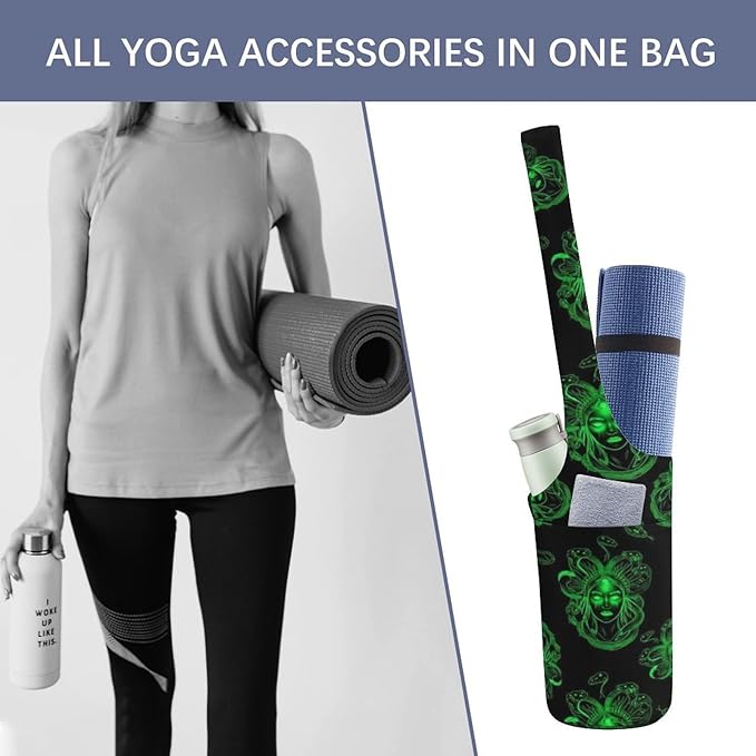 Aiyoolee Single Shoulder Yoga Mat Carrier Bag Portable Spacious with Pocket for Yoga Gym Fitness Travel