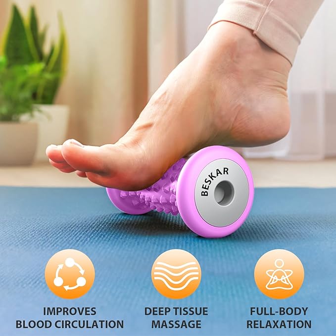 BESKAR Foot Massager Roller for Plantar Fasciitis Relief, Portable Feet Roller to Deep Tissue Muscle Massage, Foot Arch and Heel Pain, Reflexology Tool