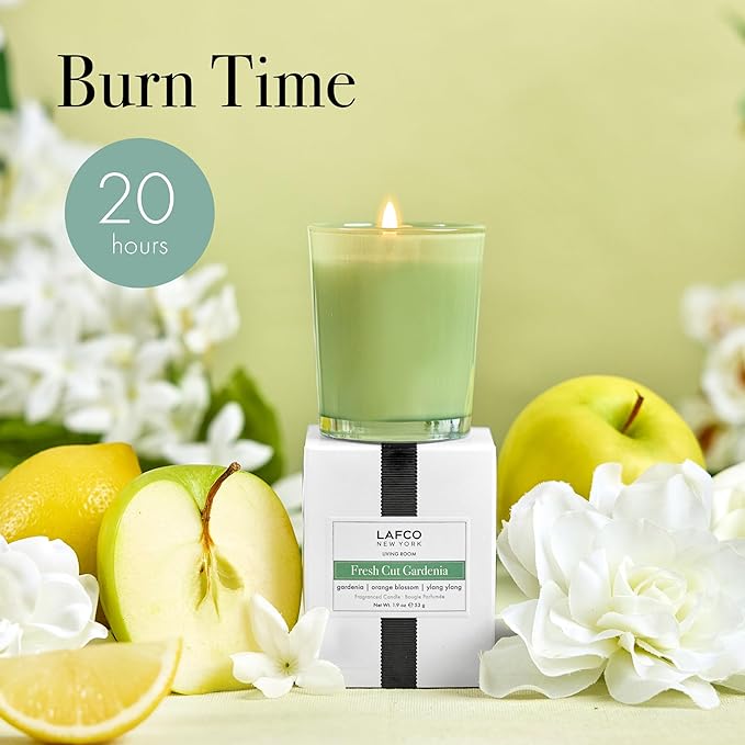 LAFCO New York Votive Candle, Fresh Cut Gardenia - 1.9 oz - 20-Hour Burn Time - Reusable Glass Vessel - Made in The USA