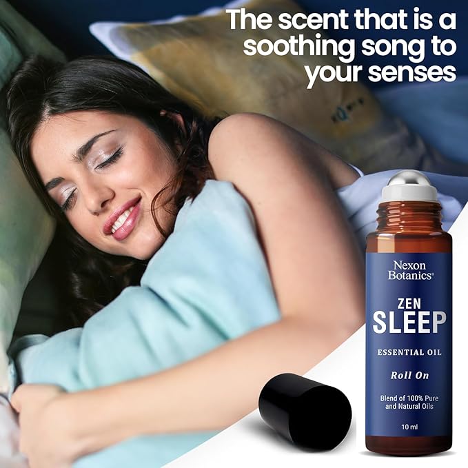 Zen Sleep Essential Oil Roll-On 10 ml - Calming Blend for Serenity & Deep Sleep - Easy-to-Use Roller Ball - Nexon Botanics (Pack of 2)