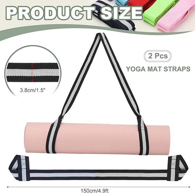 YELARXI Yoga Mat Straps for Carrying, Adjustable Exercise Mat Sling Holder Multi Purpose Mats Carrier