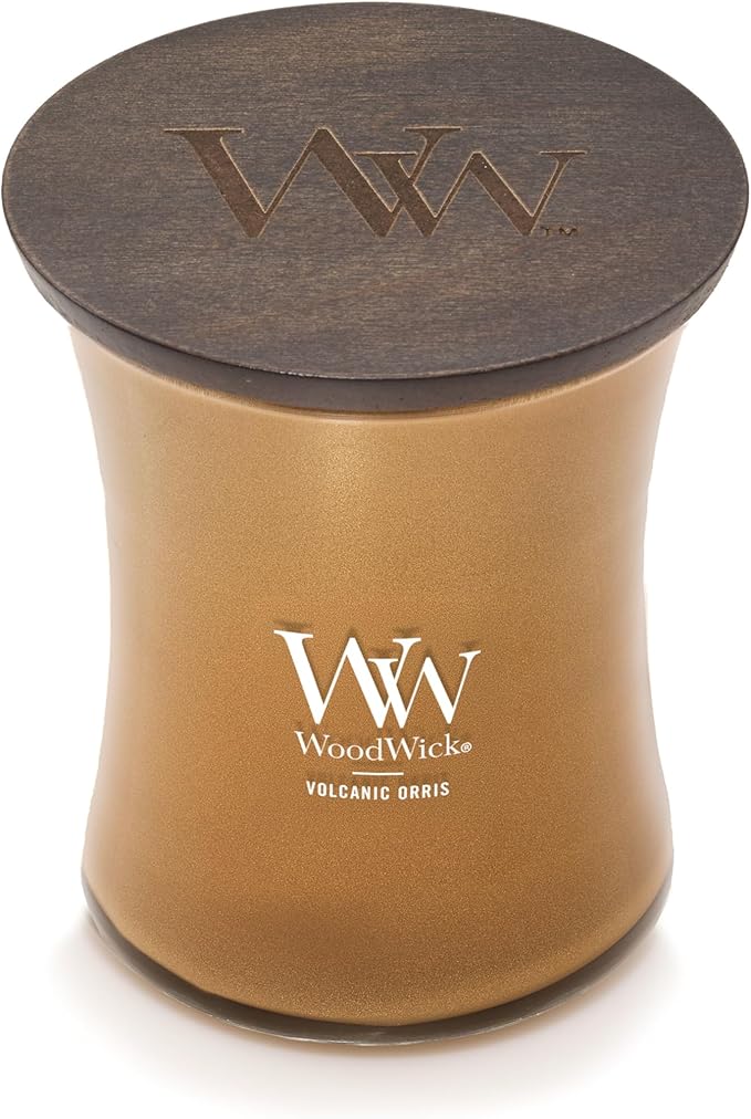 WoodWick Volcanic Orris Holiday Candle Gifts for Women and Men, 9.7 oz Precious Metals Collection with Crackling Wick