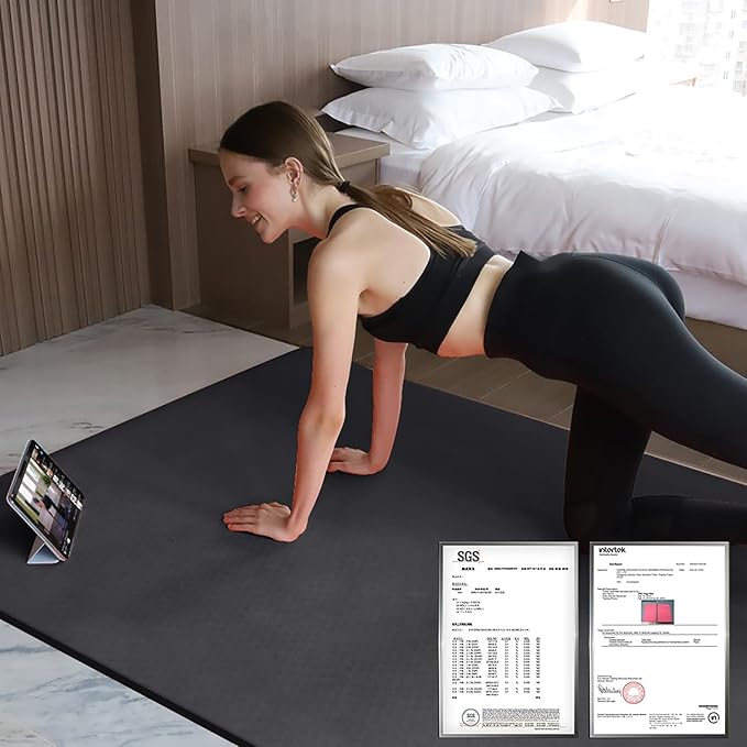 Hatha Yoga Large TPE Yoga Mat 6'x4'x1/2" Extra Thick Non-Slip Exercise Mat - for Yoga Pilates & Home Gym Workouts
