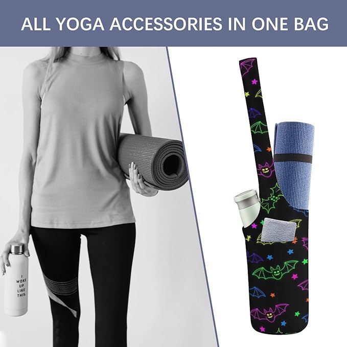 Meaudiwes Yoga Mat Bag for Women, Stylish Yoga Mat Tote Sling Carrier Bag, Long Strap Exercise Mats Totes Sport Storage Bag