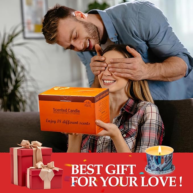 18 Pack Scented Candle Sets | Travel Aromatherapy Jar Candles | Small Soy Wax Candles with 10% Essential Oils |18 Scents Candles for Home and Travel | Gift Sets for New Year Women