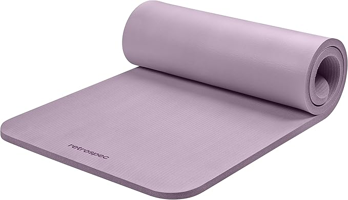 Retrospec Solana Yoga Mat 1" Thick w/Nylon Strap for Men & Women - Non Slip Exercise Mat for Home Yoga, Pilates, Stretching, Floor & Fitness Workouts