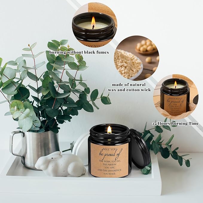 Fumete 10 Pcs Jars Scented Soy Candles 3.5 oz May You Be Proud of The Difference Candles Valentines Team Thank You Gifts Employees Coworker Appreciation Volunteers Nurse Teachers(Black,Proud)