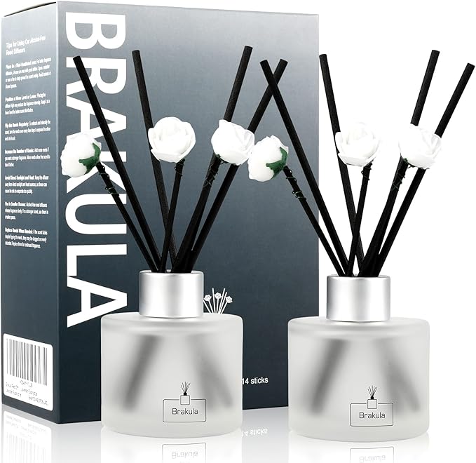 Brakula 2 Pack Reed Diffuser Set, Forest Waterfall Scented, Home Fragrance with 14 Sticks Bathroom Decor, Reed diffusers for Home 6.76 fl oz (Forest Waterfall)