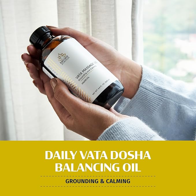 Kerala Ayurveda Everyday Herbal Massage Oil | Nourishes Dry Skin | Ashwagandha Rich Oil | Promotes Sleep & Relaxation | Ideal for Balancing Vata Dosha | Pavan Oil - 6.8 Fl Oz