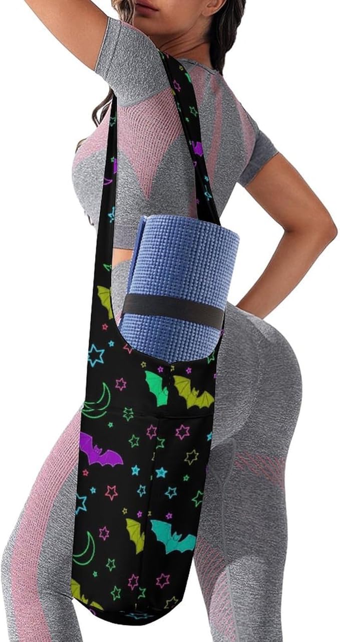 Meaudiwes Yoga Mat Bag for Women, Stylish Yoga Mat Tote Sling Carrier Bag, Long Strap Exercise Mats Totes Sport Storage Bag
