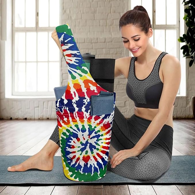 saniwu Yoga Mat Bag Carrier for Women with Side Large Pocket Durable Linen Workout Gym Travel Storage Pilates Mats