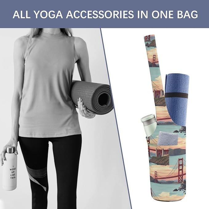 Aiyoolee Yoga Mat Bag for Women with Large Pocket, Yoga Gifts Accessories with Adjustable Shoulder Strap for Workout Stuff