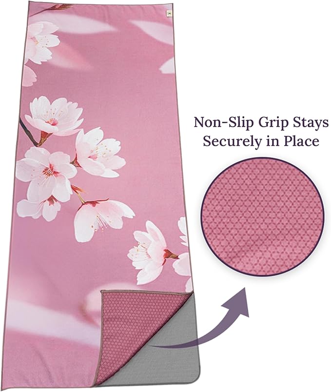 Non Slip Hot Yoga Mat Towel for Yoga | Machine Washable Yoga Towel with Silicone Grip, Quick Drying & Super Absorbent | Multi-Purpose Performance Mat 26.5'' x 72'' | Perfect Yoga Gift for Women & Men