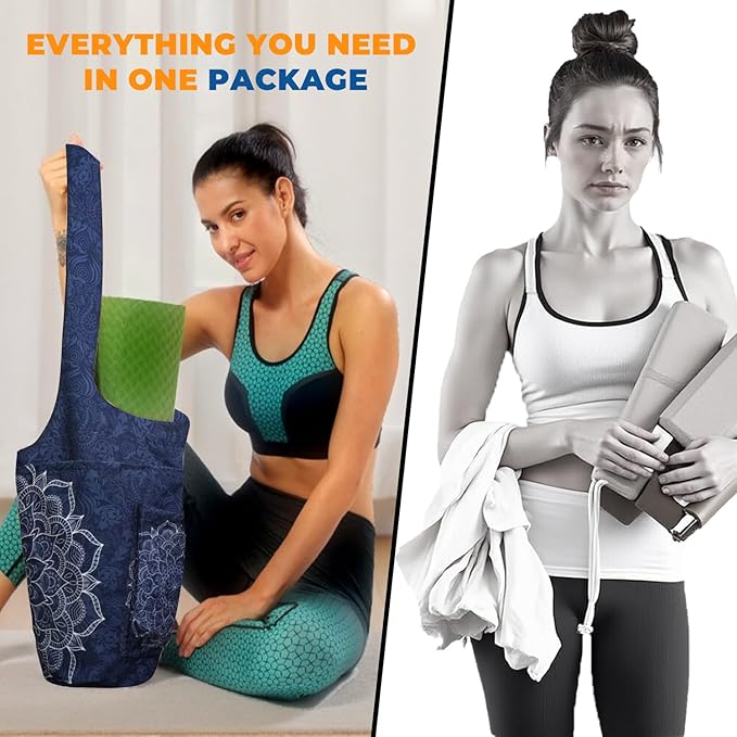 saniwu Yoga Mat Bag Carrier for Women Workout Large Waterproof with Zipper Pocket, Keychain and Wide Shoulder Straps