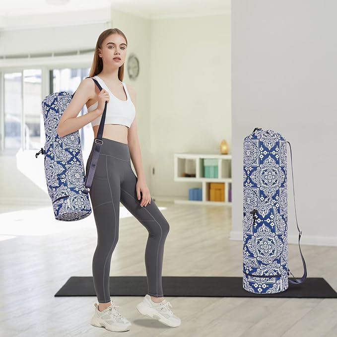 sportsnew Yoga Mat Bag with Water Bottle Pocket and Bottom Wet Pocket, Exercise Yoga Mat Carrier Multi-Functional Storage Bag, Patent pending