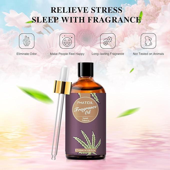 PHATOIL 3.38FL.OZ Sweet Tobacco Fragrance Oils for Aromatherapy, Essential Oils for Diffusers for Home, Perfect for Diffuser, DIY Candle and Soap Making, DIY Scented Products - 100ml