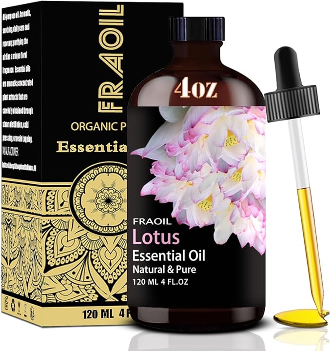 Lotus Essential Oil, Lotus Oil 4 Fl Oz 120ML for Diffuser Humidifier Yoga Cleaning DIY Candle Soap Making Perfume Gift for Women Essential Oils