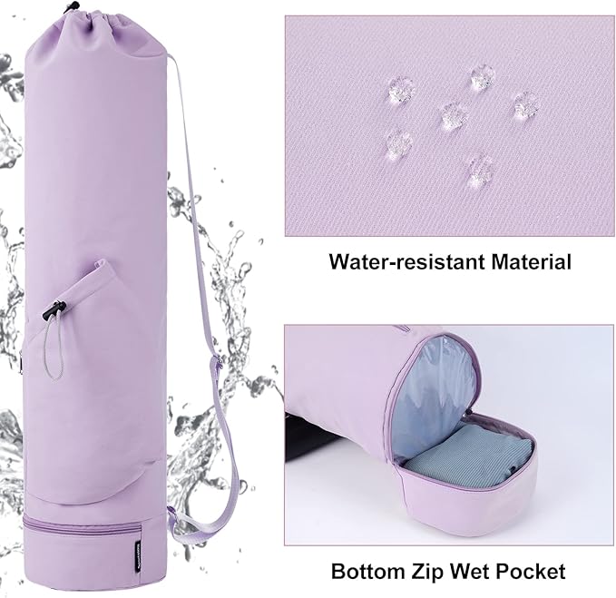 sportsnew Yoga Mat Bag with Water Bottle Pocket and Bottom Wet Pocket, Exercise Yoga Mat Carrier Multi-Functional Storage Bag, Patent pending