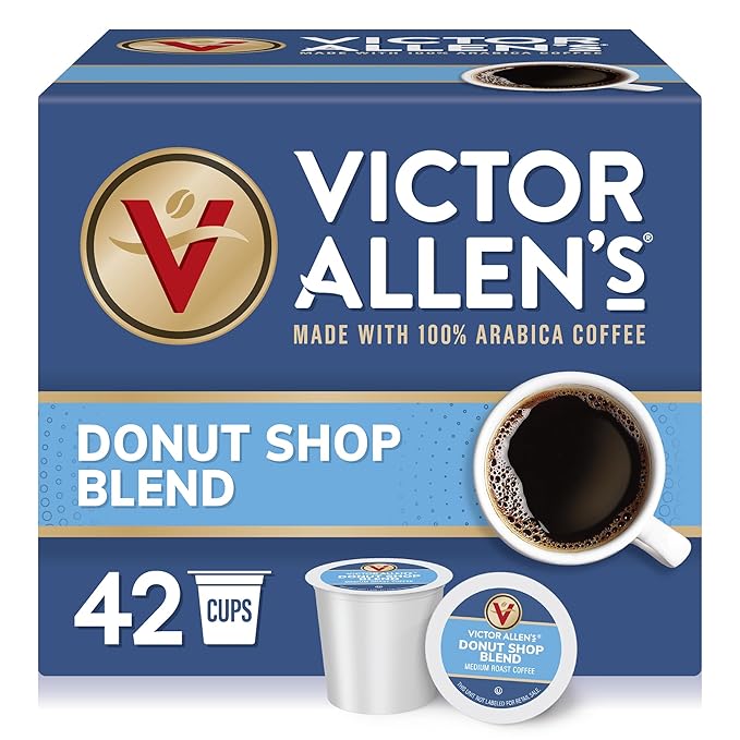 Victor Allen's Coffee Donut Shop Blend, Medium Roast, 42 Count, Single Serve Coffee Pods for Keurig K-Cup Brewers