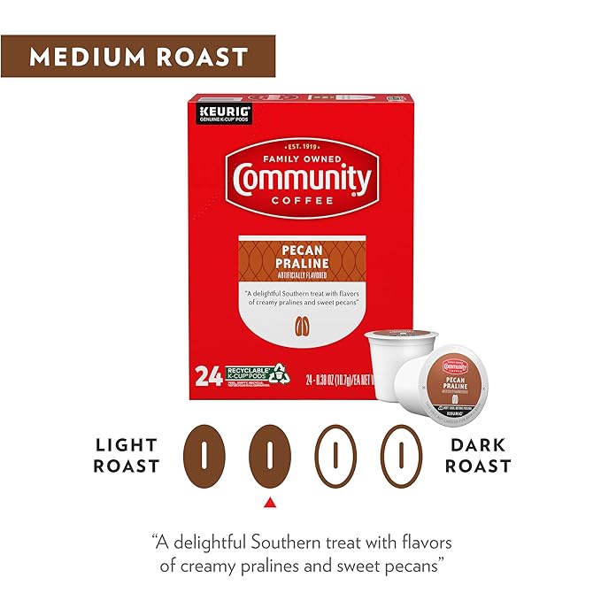 Community Coffee Pecan Praline Medium Roast Single Serve Keurig K-Cup Pods 32 ct Box