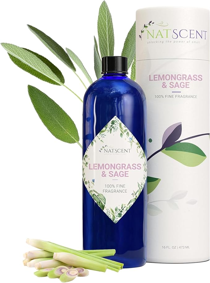 Lemongrass & Sage Essential Oils for Diffusers for Home, Nature-derived Essential Oil, Long-Lasting & Family-Friendly Diffuser Oils Scents, IFRA Certified, Cold Air & Ultrasonic - 16 oz
