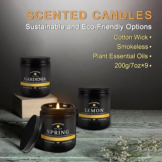9Pack Candles for Home Scented, Aromatherapy Candles Gifts Set for Men Candles Set, 63 oz 450 Hour Long Lasting Candles,Gifts for Mens Birthday,Christmas,Thanksgiving Anniversary Present