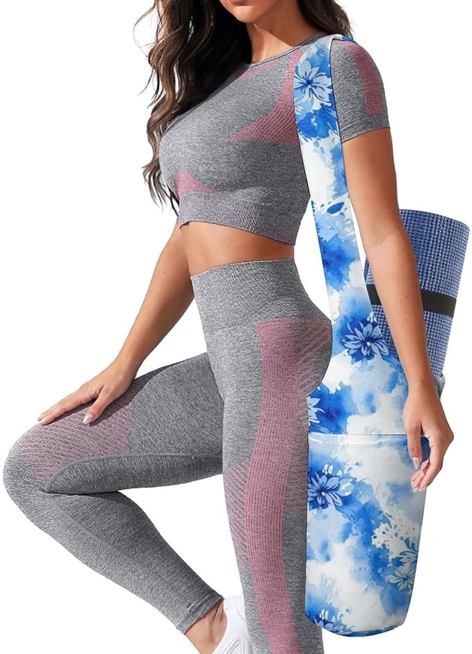 Meaudiwes Yoga Mat Bag for Women, Stylish Yoga Mat Tote Sling Carrier Bag, Long Strap Exercise Mats Totes Sport Storage Bag