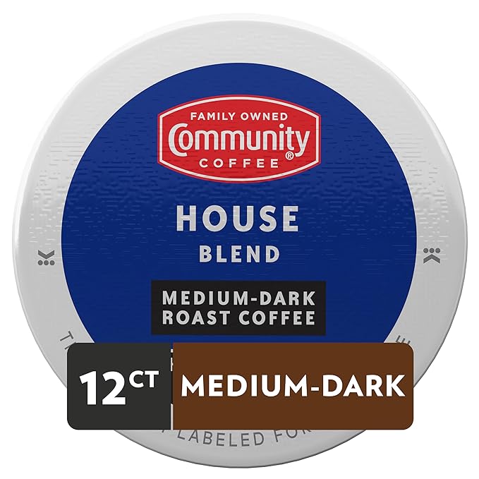Community Coffee House Blend Medium-Dark Roast Single-Serve Keurig K-Cup Pods, 12 Count (Pack of 1)