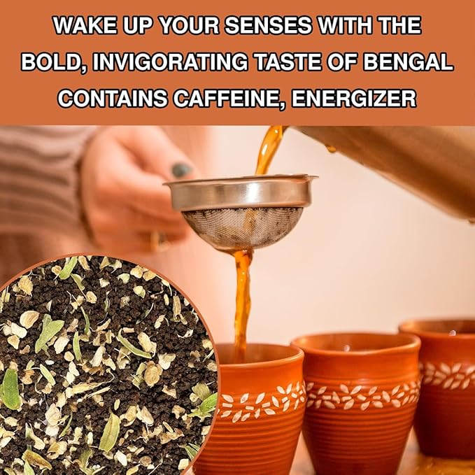 BREWIX, Royal Bengal Masala Chai Tea with Ginger and Cardamom | Loose Leaf CTC TEA (50+ Cups, 3.53oz/100g) Strong Robust & Aromatic, All Natural | Blended with Exotic Spices