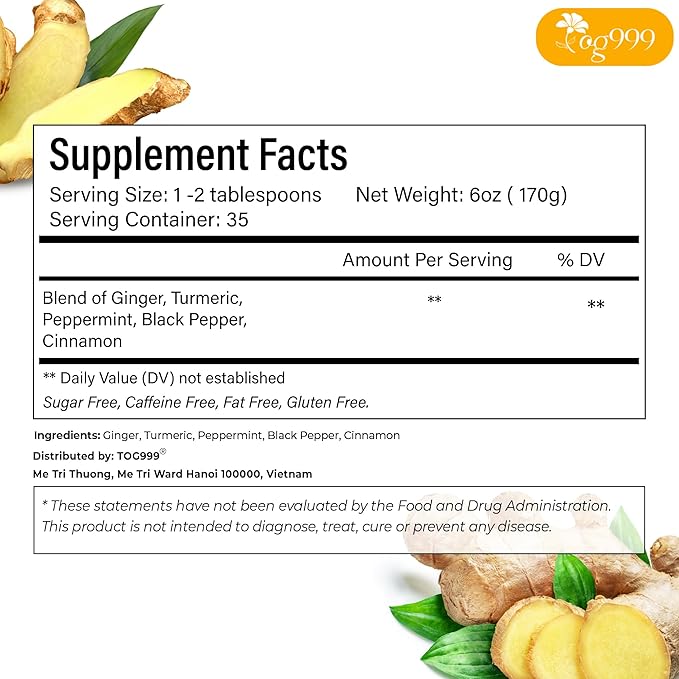 TOG999, 6oz/100 cups Anti-Inflammaheb Loose Leaf Tea | 100% Natural Blend of Ginger, Turmeric, Peppermint, Black Pepper & Cinnamon | Caffeine-Free, Sugar-Free, Gluten-Free, Vegan, Handcrafted