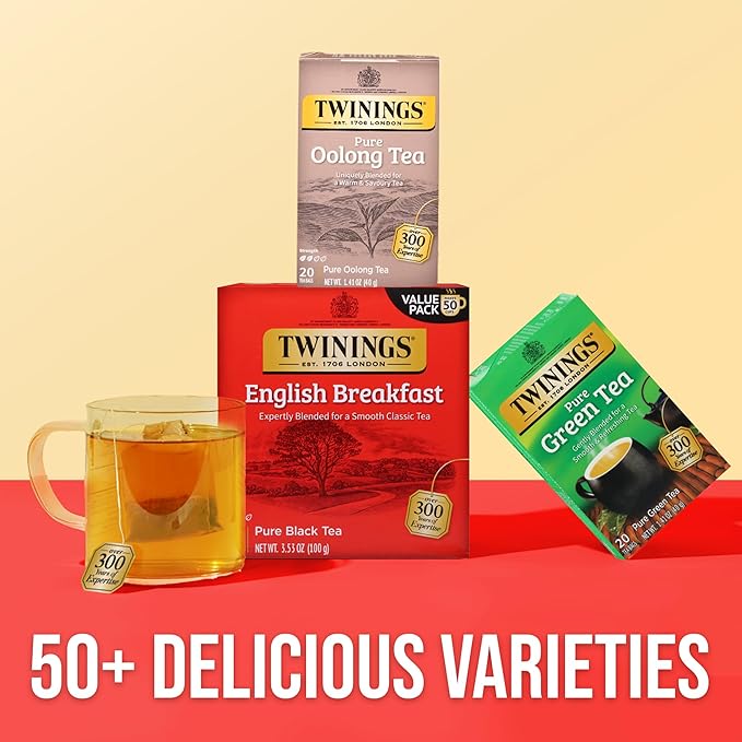 Twinings Pure Oolong Tea Individually Wrapped Bags, 20 Count (Pack of 6), Warm, Nutty Flavour & Golden Colour, Caffeinated, Enjoy Hot or Iced, 120 Teabags