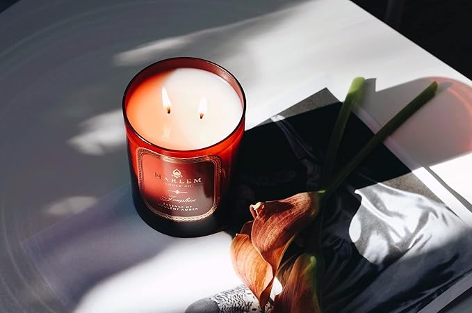 HARLEM CANDLE CO. Josephine - Luxury Scented Soy Candle, 11 oz - 80-Hour Burn Time | Rose, Jasmine, Warm Amber, Tonka Bean, and Sandalwood | Scented Candles for Home