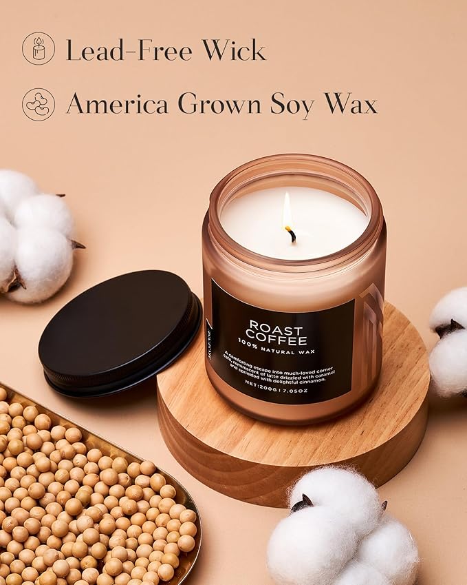 M&SENSE Coffee Candles Scented Strong, Organic Natural Soy Wax for Bedroom Kitchen Home Decor, 7.05oz 50 Hours Slow Burn Candle Highly Scented Candle Housewarming Gift for Men Women